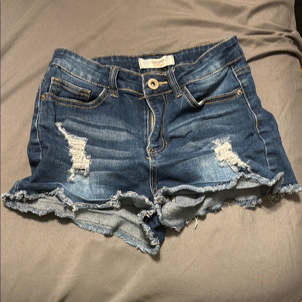 California Vintage Blue Distressed Jean Shorts